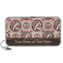 Peace Love Volleyball Doodle Speakers Personalized