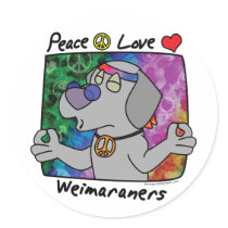 Peace Love Weimaraner Round Sticker