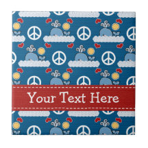 Peace Love Whales Ceramic Tile Trivet