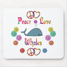 PEACE LOVE WHALES MOUSE PADS