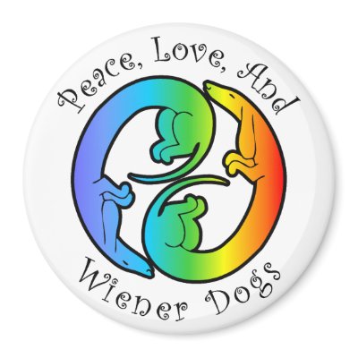 Peace, Love, & Wiener Dogs Magnet by wienertales