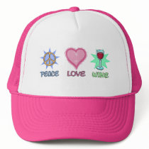 Peace Love & Wine hats by MishMoshTees Peace Love & Wine hats