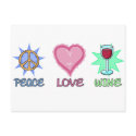 Peace Love & Wine postcards by MishMoshTees Peace Love & Wine postcards