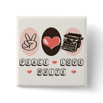 Peace Love Write Typewriter Button