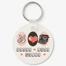 Peace Love Write Typewriter Keychain