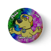 Peace Love Yellow Lab Button