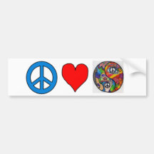 Peace, Love, Yin Yang Bumper Sticker