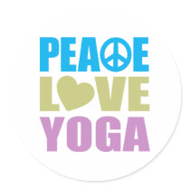 Peace Love Yoga Round Stickers