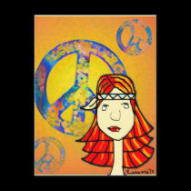 peace loving hippie chick post card postcards