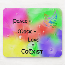 Peace, Music, Love=CoExist Mousepad by World_Faith_Gifts Peace, Music, Love=CoExist Mousepad