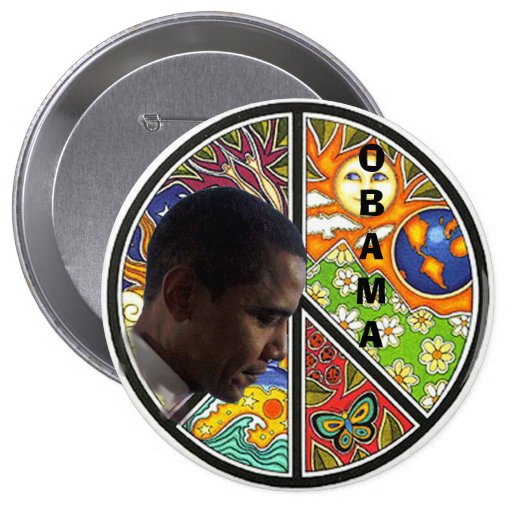PEACE OBAMA PINBACK BUTTONS