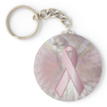 Peace On Angelic Wings Pink Ribbon Key Chain-Cust.
