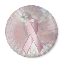 Peace On Angelic Wings Pink Ribbon Magnet-Cust. magnets