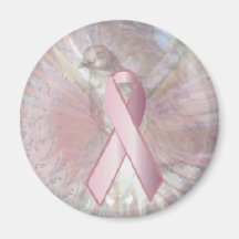 Peace On Angelic Wings Pink Ribbon Magnet-Cust.