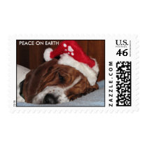 PEACE ON EARTH Basset hound STAMPS