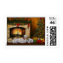Peace on Earth- Christmas Dogs postage by SMVstudio Peace on Earth- Christmas Dogs postage