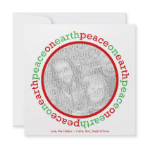Peace on earth Christmas round photo greeting card invitations by FidesDesign Peace on earth Christmas round photo greeting card invitations