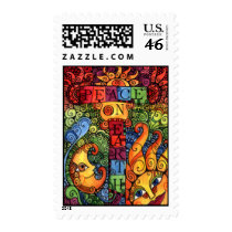 Peace on Earth Custom Holiday / Christmas Postage! postage by lunagraphica Peace on Earth Custom Holiday / Christmas Postage! postage