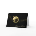 Peace on Earth Gold on Black Christmas Card card