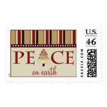 Peace on Earth Holiday Postage :: maroon (large) postage