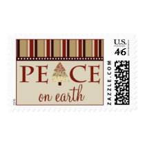 Peace on Earth Holiday Postage :: maroon (medium) postage