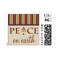Peace on Earth Holiday Postage :: maroon (small) postage