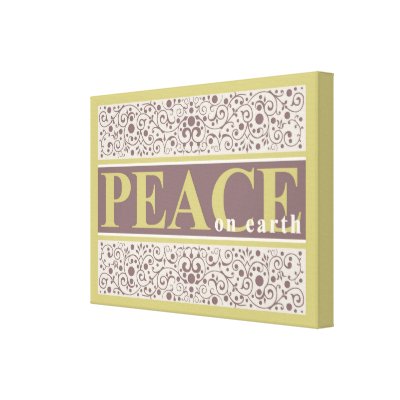 Peace on Earth Ornate Gold Purple Cream Christmas canvas prints