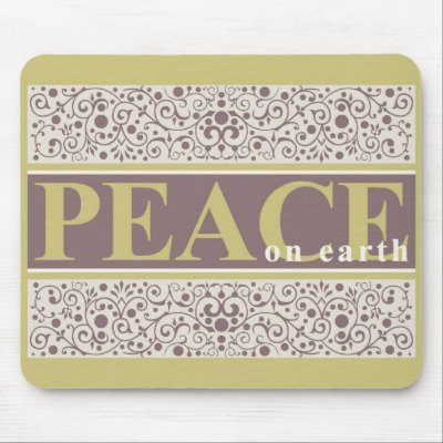 Peace on Earth Ornate Gold Purple Cream Christmas mousepads