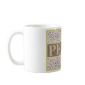 Peace on Earth Ornate Gold Purple Cream Christmas mugs