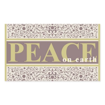 Peace on Earth Ornate Gold Purple Cream Christmas stickers