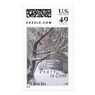 PEACE ON EARTH Postage Stamp Winter & Christmas