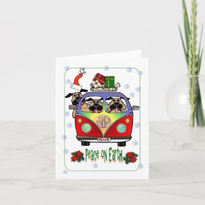 Peace on Earth Pug Christmas Card