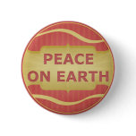 Peace on Earth Red Gold Elegant Pinback Buttons