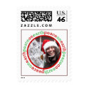 Peace on earth red green custom photo holiday stamp