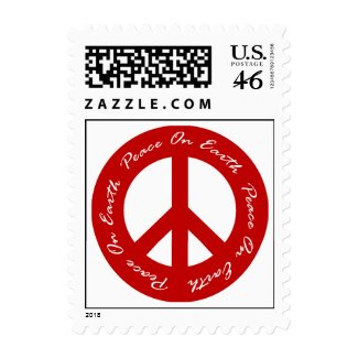 Peace On Earth Red Holiday Peace Sign Stamps