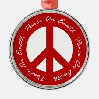 Peace On Earth Red Holiday Peace Signs