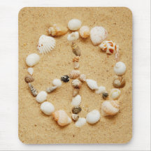 Peace on Earth Seashell Peace Sign Mousepad