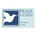 Peace on earth white dove blue large favor tag sticker
