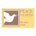 Peace on earth white dove brown large favor tag sticker