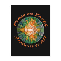 Peace on Earth with Stained Glass Design Cards postcards