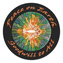 Peace on Earth with Stained Glass Design Cards stickers by XmasFun Peace on Earth with Stained Glass Design Cards stickers