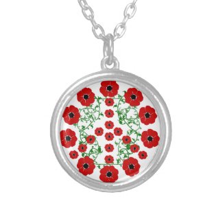 Peace Poppies Silver Necklace