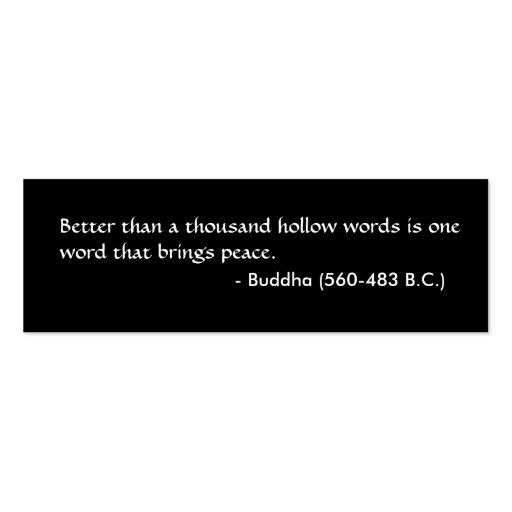 Peace Profile -- Buddha quote Business Card Template (back side)