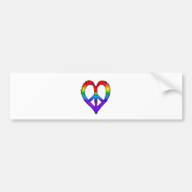 Peace Rainbow Heart Bumper Stickers