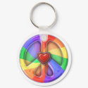 Peace Rainbow Hearts Keychain by Curious_Dreams Peace Rainbow Hearts Keychain
