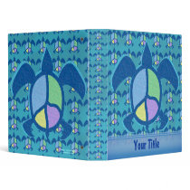 Peace Sea Turtle Customizable 1" Art Binder