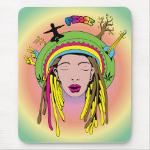 Peace Sign ~ 60s Hippie Girl Tie Dye Mouse Pads