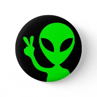 Peace Sign Alien button