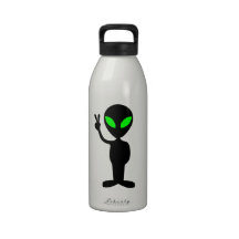 Peace Sign Alien Liberty Bottle Water Bottle