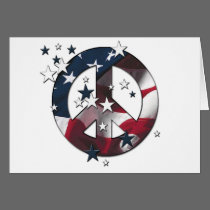 Peace Sign American Stars & Stripe Flag cards